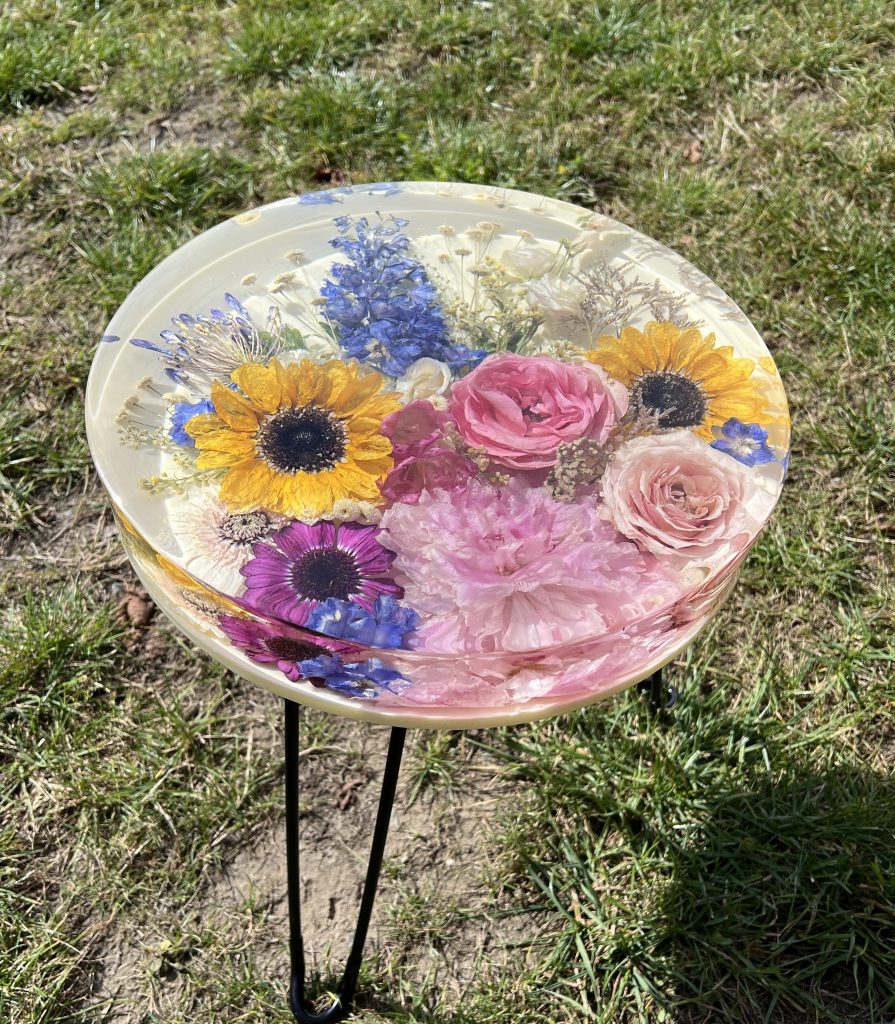 Bruisboeket tafel hars